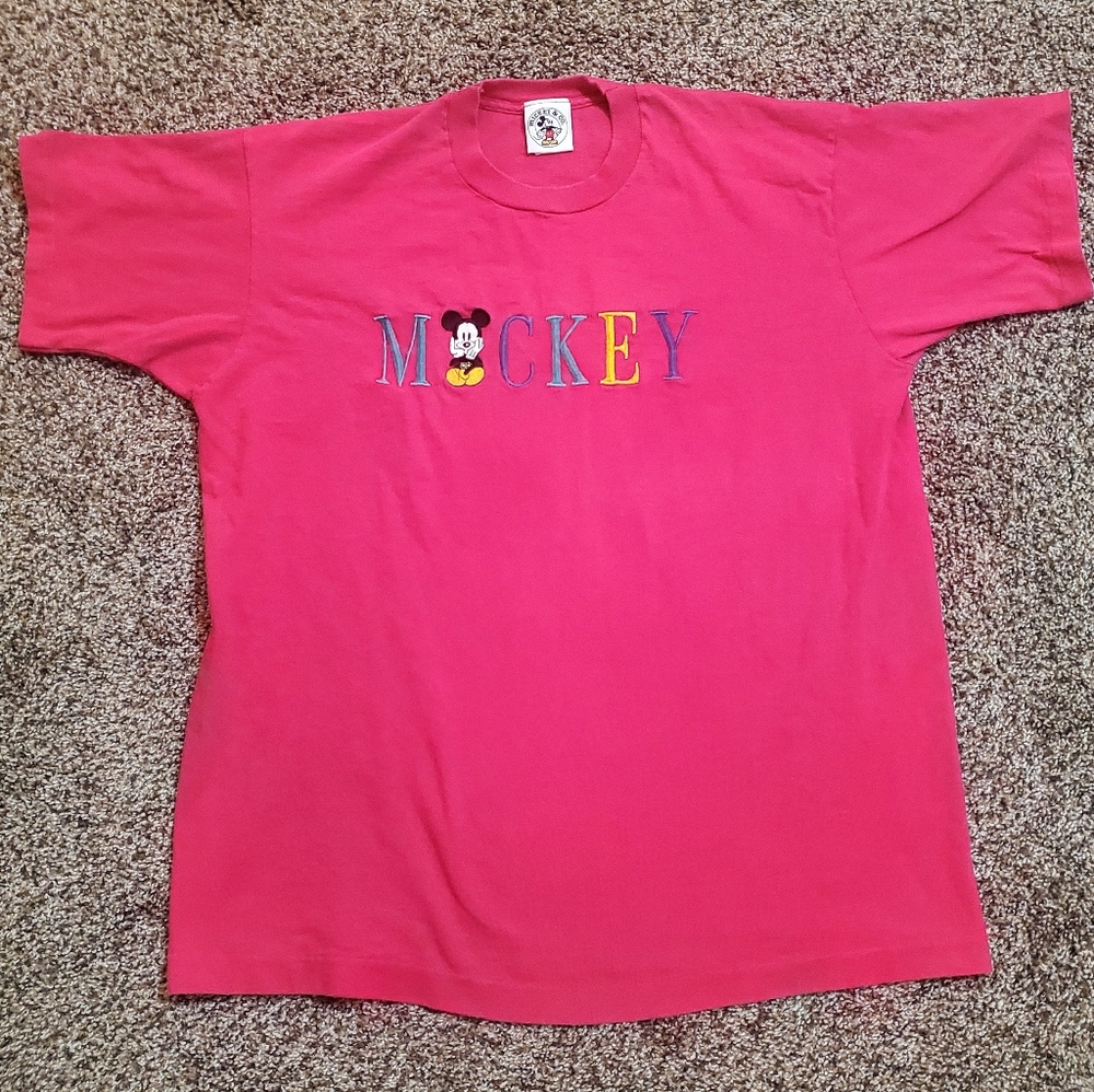 Vintage Single Stitch Mickey Embroidered T-Shirt Womens Size XL (OSFA)
